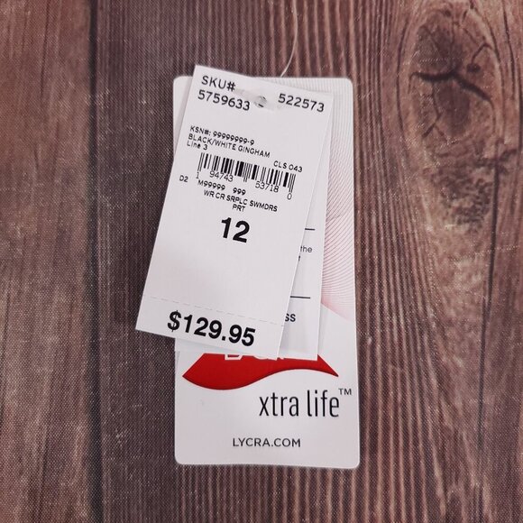 NWT Lands End Womens Size 12 Black White Gingham Swim Dress Bathing Suit - Picture 12 of 16